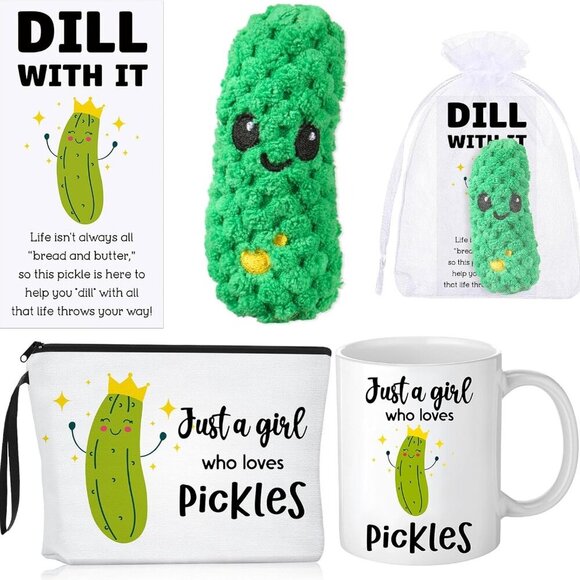5 Pcs Bulk Inspirational Gifts Pickle Makeup Bag Crochet Coffee Mug with Card Fu - Picture 1 of 7